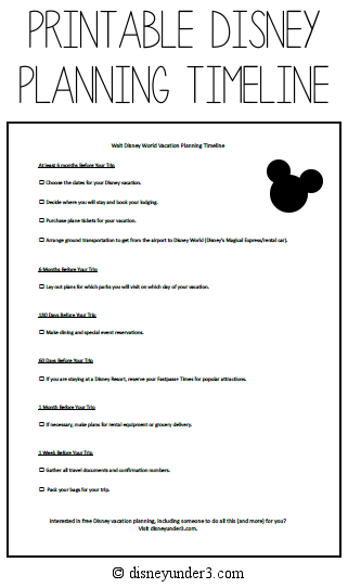 Printable Disney Planning Timeline
